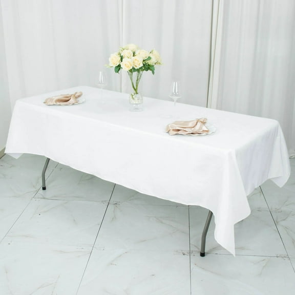 Balsa Circle 54x96 in White Premium Polyester Rectangular Tablecloth Party Event Reception Decorations Supplies