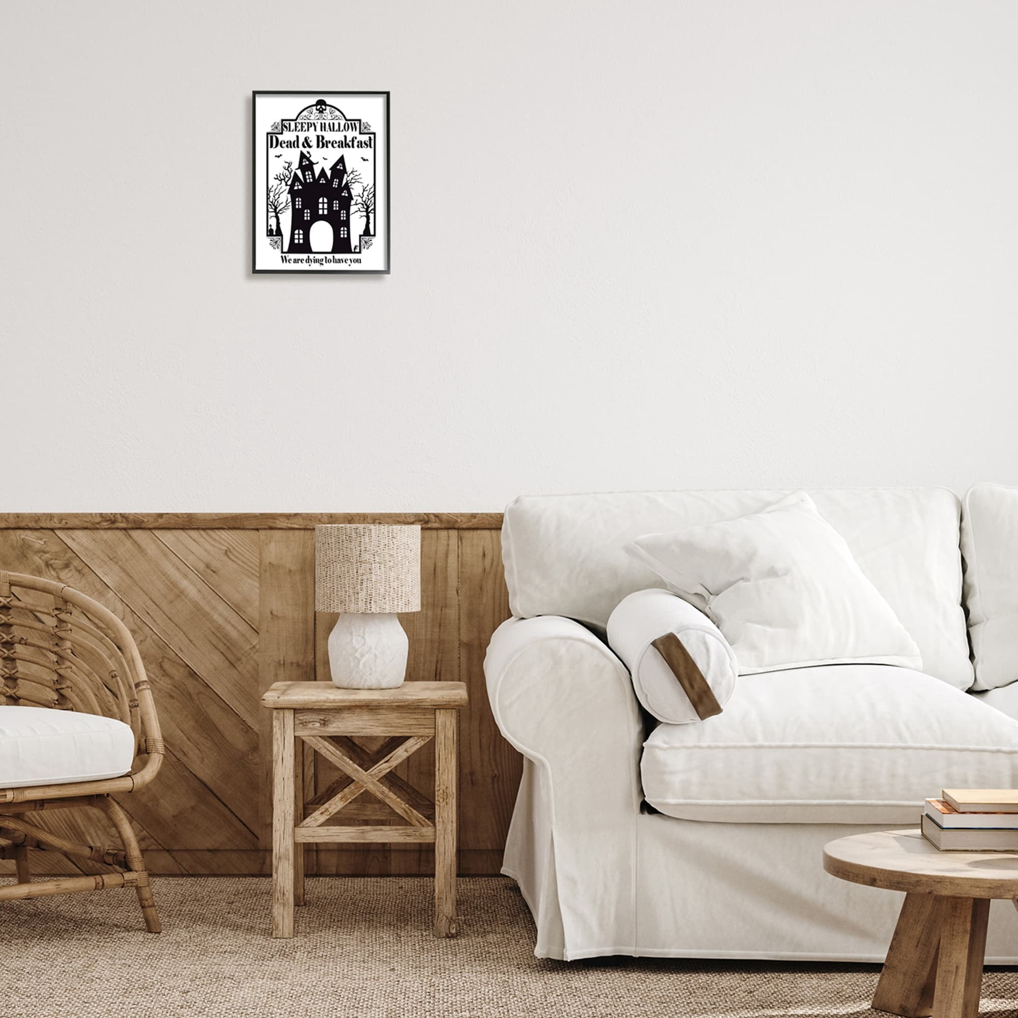 Dead & Breakfast Spooky Haunted House Imagery Sign Holiday Graphic Art Framed Art Print Wall Art