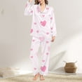 thumbnail image 2 of Shadoumai Women 2 Piece Pajama Set Heart Print Long Sleeves Button Down Lapel Shirt Long Pants Matching Sets Loungewear, 2 of 4