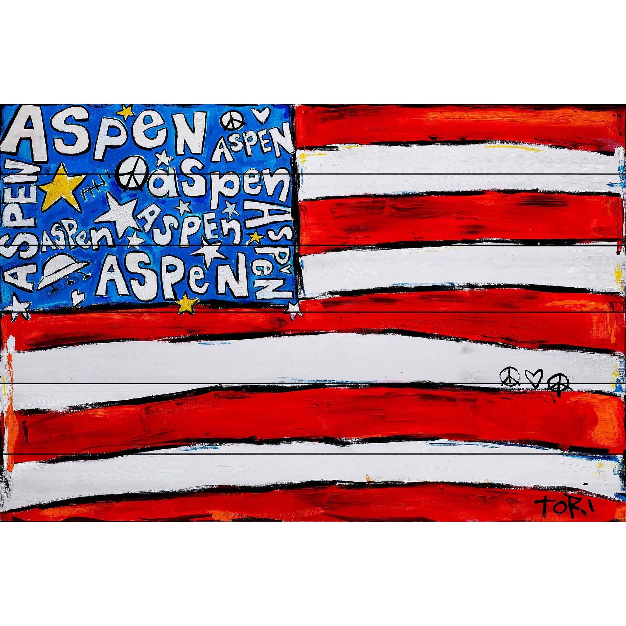 Marmont Hill "Aspen Flag" by Tori Campisi Painting Print on White Pine Wood
