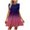 Purple, variant on Idoravan Summer Dresses for Women Clearance Women Summer Dresses Round Neck A Line Printed Casual Short Sleeve Ruffle-Trim Dress