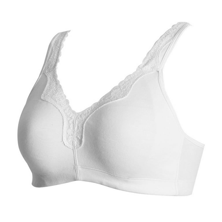 Women's Cotton Full Coverage Wirefree Non-padded Lace Plus Size Bra 34H 