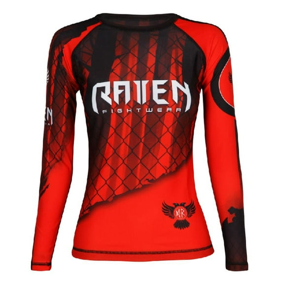 Raven Fightwear Women's The Red Rash Guard MMA BJJ Red X-Large