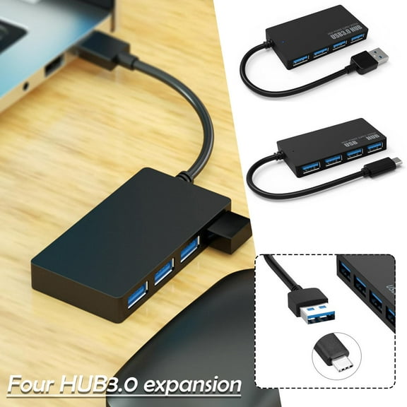 4 Ports Hub USB 3.0 High Speed Adapter Desktop Multi Splitter PC Laptops New