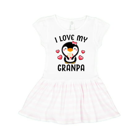 

Inktastic I Love My Granpa with Cute Penguin and Hearts Gift Toddler Girl Dress