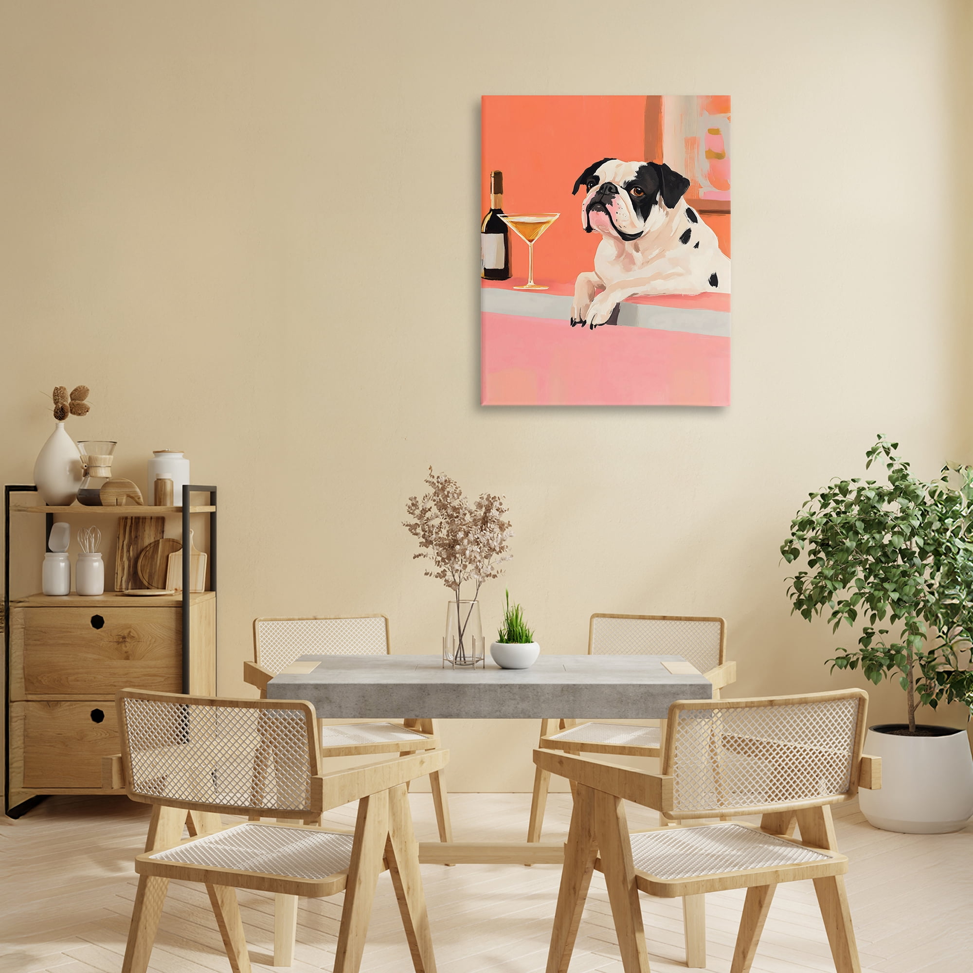 Stupell Industries Bulldog at Martini Lounge Canvas Wall Art, design by The Prints Vibe