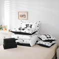 thumbnail image 6 of meiyoeat Cute Coquette Bow 7 Pieces Full Size Bedding Sets For Kids,Black Ribbon Bowtie Initial Letter H Full Size Bed in a Bag,Black Reversible, 6 of 7