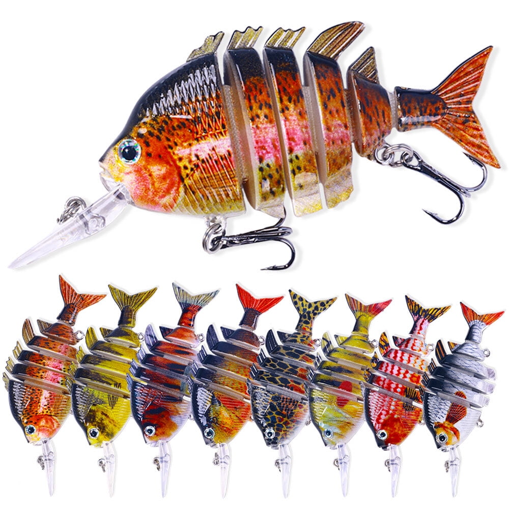 8PCS Multi Jointed Fishing Lures Swimbait Minnow Bait 6 Segment Crankbaits