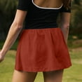 thumbnail image 4 of Women's Mini Skirt Summer Mid-Waisted Soild Stretchy Mini Skirt Brown, 4 of 7