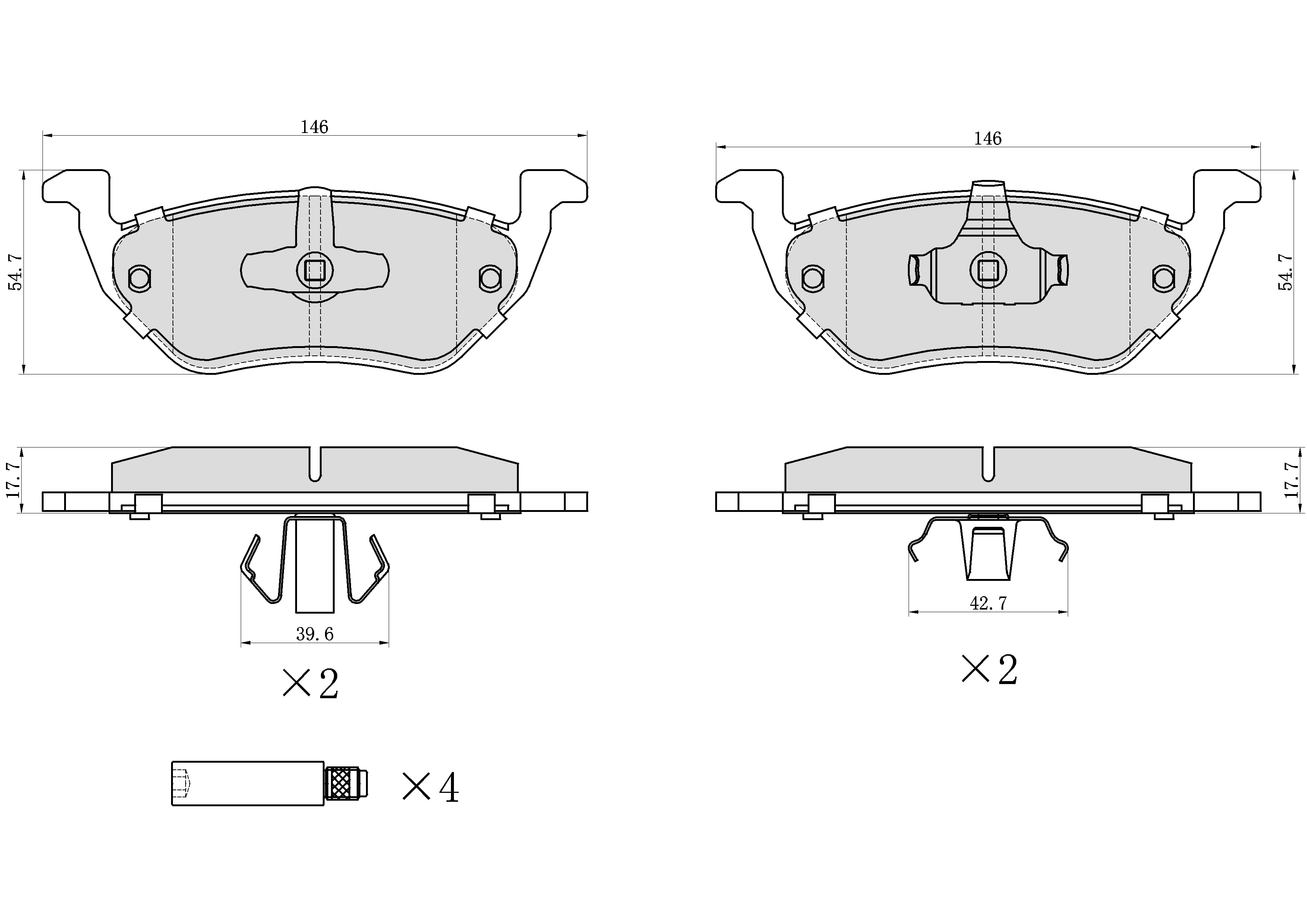 UltraHC 700 Brake Pad Set, Rear HC7.1055.0.C, Ford Escape 2012-2005