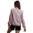 thumbnail image 4 of hirigin Women's Lace V Neck Tops, Casual Long Sleeve Solid Color Swiss Dot Loose Tunic Shirts, 4 of 5