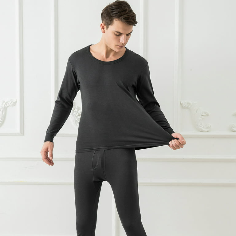 Mens Thermal Underwear Set, iMounTEK Fleece Long Johns Top Bottom for Men  Cold Winter, Black XXL 