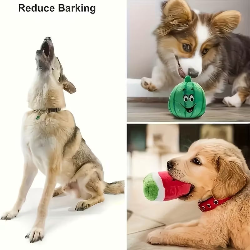 18PCS Random Pet Dog Toys Plush Chew Toy Soft Banana Bone Vegetable Fruit Squeaky Puppy Training Interactive Toy Bite-Resistant Pet Supplies