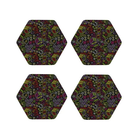 

Matuu Casino Icons for Cup Coasters Set of 4 Leather Coasters Desk Coasters for Office Measures 4” x 4”-Hexagon