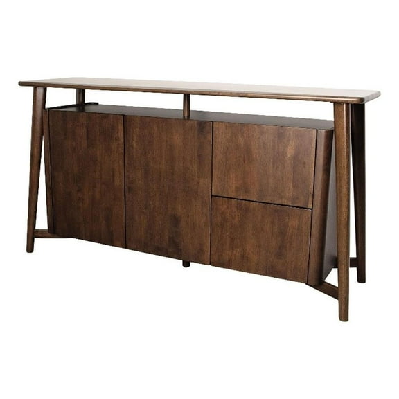Furniture of America Pradan Solid Wood 2-Drawer Server in Rich Walnut