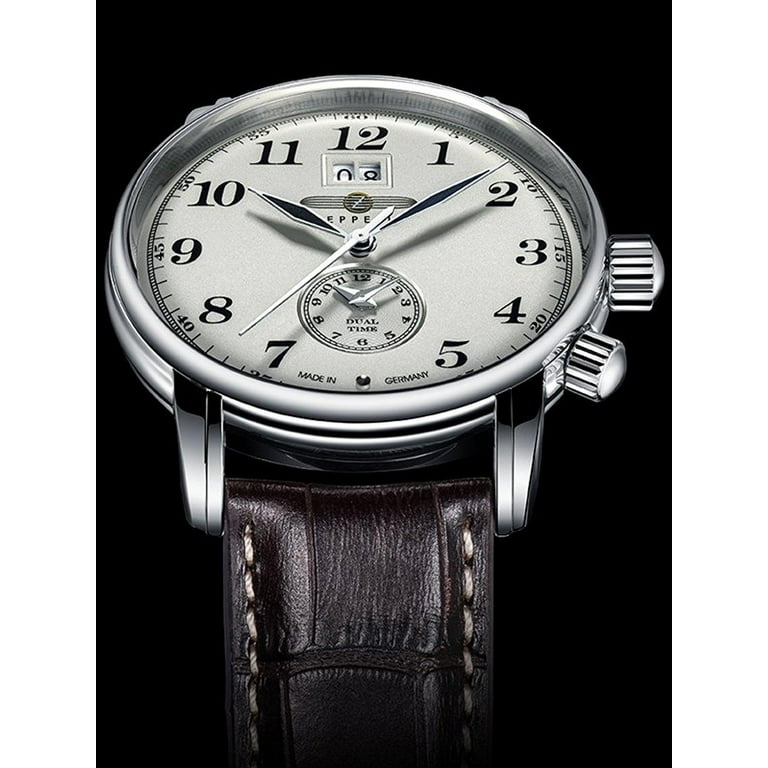 Men's 40mm Brown Leather Band Steel Case Quartz White Dial