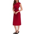 thumbnail image 1 of Vestido elegante de mujer Inspire Chic con mangas de capucha, ceñido con cinturón, ideal para el trabajo, color rojo, talla 3XL, 1 of 6