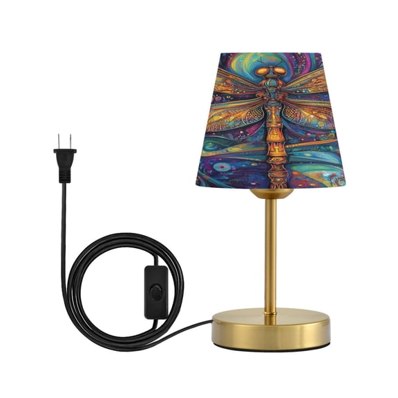 Wobogo Weird Style Dragonfly Table Lamps Three-channel Adjustable Lighted Antique Brass Metal Base Simple Modern Style for Bedroom Nightstands Living Room and Office