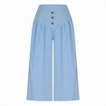 thumbnail image 5 of uublik Womens Pants Light Blue Elastic High Waist Wide Leg Palazzo Pants, 5 of 6