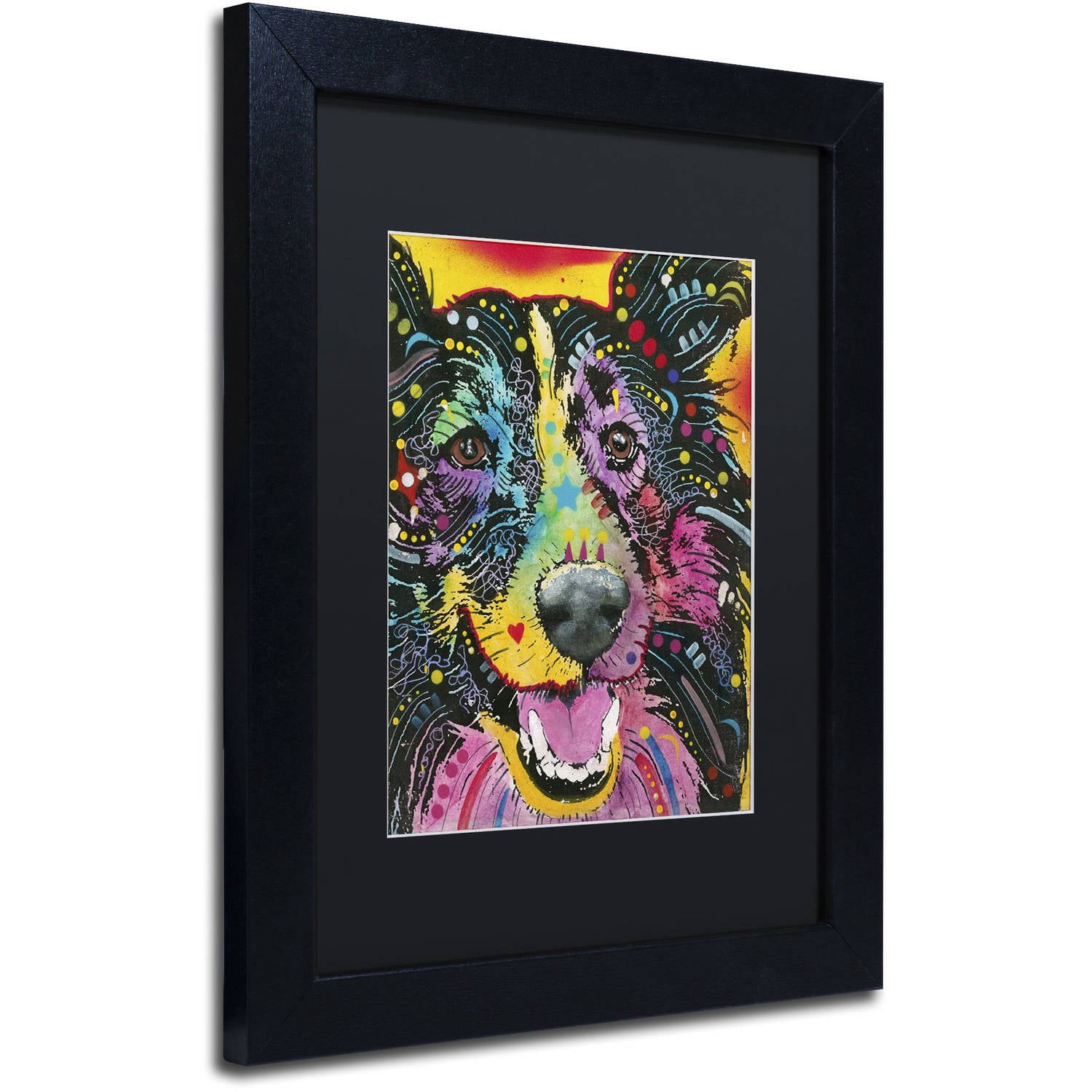 Trademark Fine Art "Smiling Collie" Canvas Art by Dean Russo, Black Matte, Black Frame