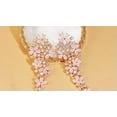 thumbnail image 3 of Beauty Long Drop Light Pink Yellow Gold Plated CZ Women Dangling Flower Earrings, 3 of 9