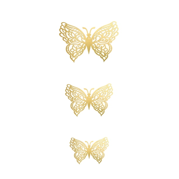 Irfora 12pcs / set 3D Butterfly Wall Stickers Adhesivos murales extraíbles DIY Art Wall Decals Decoración con pegamento para el dormitorio Wedding Party - Oro Irfora Pegatina de pared