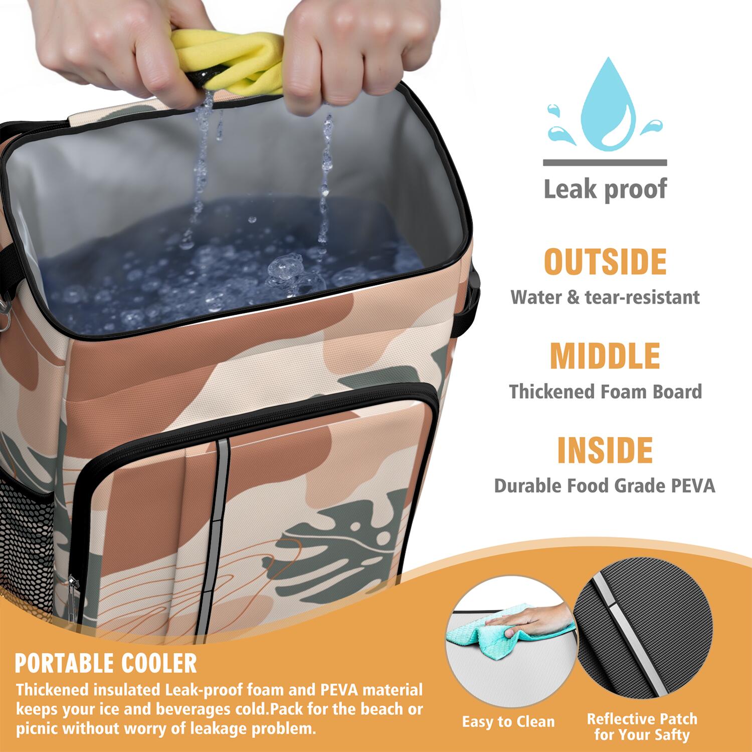 Travel Cooler Bag - Boho Bohemian Art Camping Beer Cooler Backpack with Bottle Opener- Waterproof Insulated Picnic Backpacks - Cooler Bag for Beach