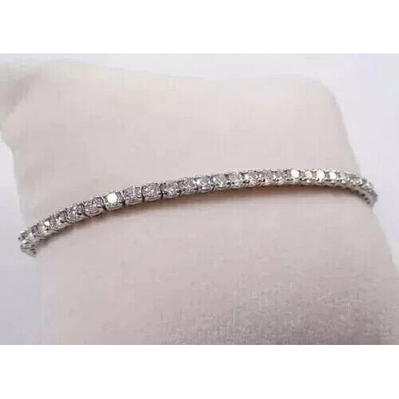 3MM 7 INCH 15Ct Round Cut Lab Created Diamond Tennis Bracelet 14K White Gold Plated Silver
