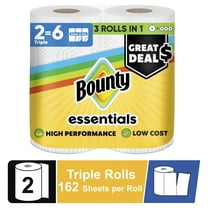Bounty Essentials Select-A-Size Paper Towels, 2 Triple Rolls, White, 162 Sheets Per Roll