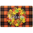 thumbnail image 1 of Fall Doormat Welcome Mat, 15.7 x 23.6 Inch Fall Decor Outside Maple Leaf Wreath Decorative Plaid Doormat Rubber Non Slip Backing Floor Mat Indoor Outdoor Rug, 1 of 7