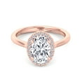 thumbnail image 2 of Jamaica - Moissanite Oval Cut Lab Diamond Halo Engagement Ring, 2 of 4
