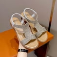 thumbnail image 7 of Narveanno Wedge Sandals for Women Bohemia Rhinestone Open Toe Roman Heel Summer Dressy Women's Beach Casual Shoes Silver 7, 7 of 7
