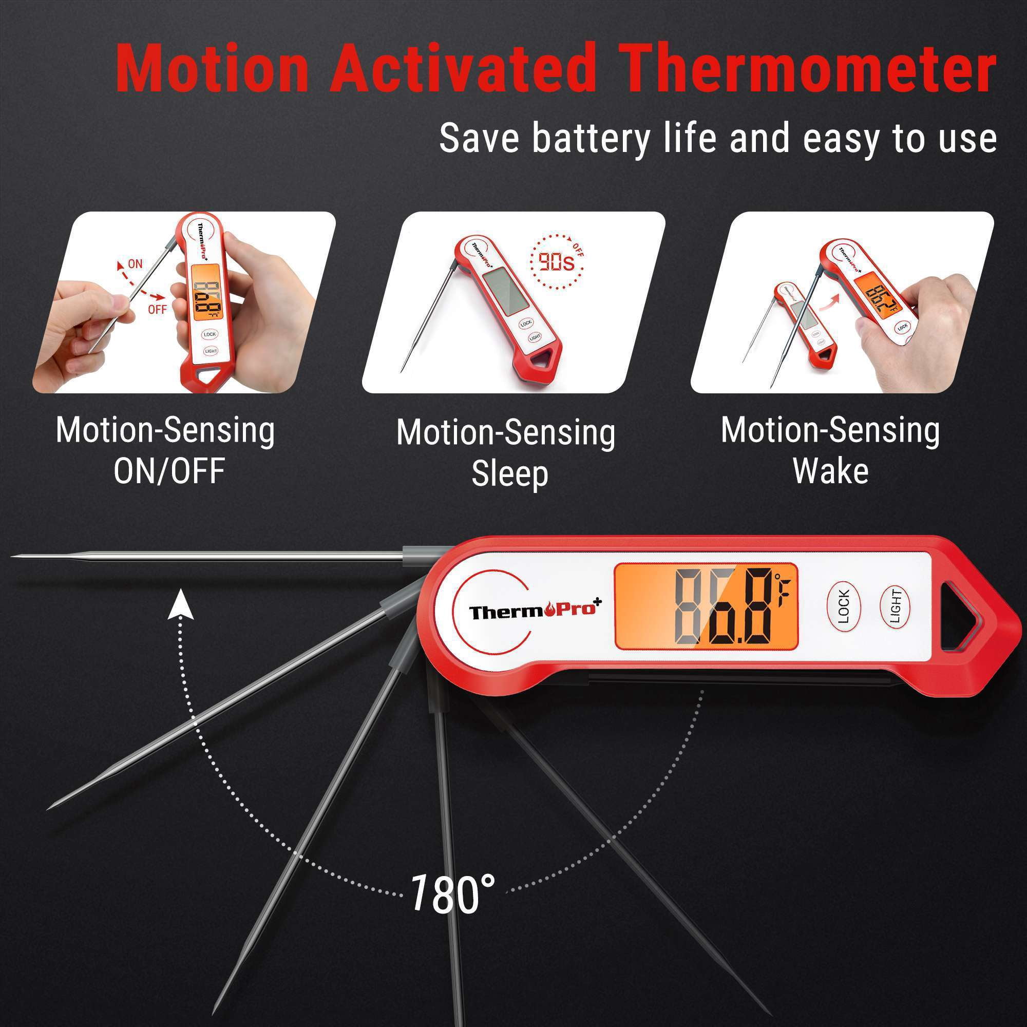ThermoPro TP19HW Waterproof Meat Thermometer with Rotating Display, Stainless Steel Probe and Magnetic Back for Grilling, Cooking
