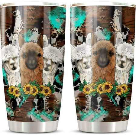 

Athenstics Llama Tumbler 20 Oz- Sunflower Leopard Llama Tumblr Gift For Women & Men Birthday Gifts For Friends Female Idea For Llama Lover Insulated Iced Coffee Cup