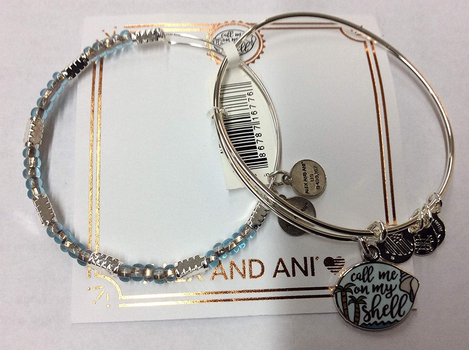 Alex and Ani Call Me On My Shell Set of 2 Bangle Bracelet Shiny