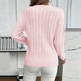thumbnail image 4 of Women's Fall Winter Solid Color Long Sleeve Knit Sweater Round Neck Casual Pullover Top for Layering Winter Clothes,Pink,Size S, 4 of 5