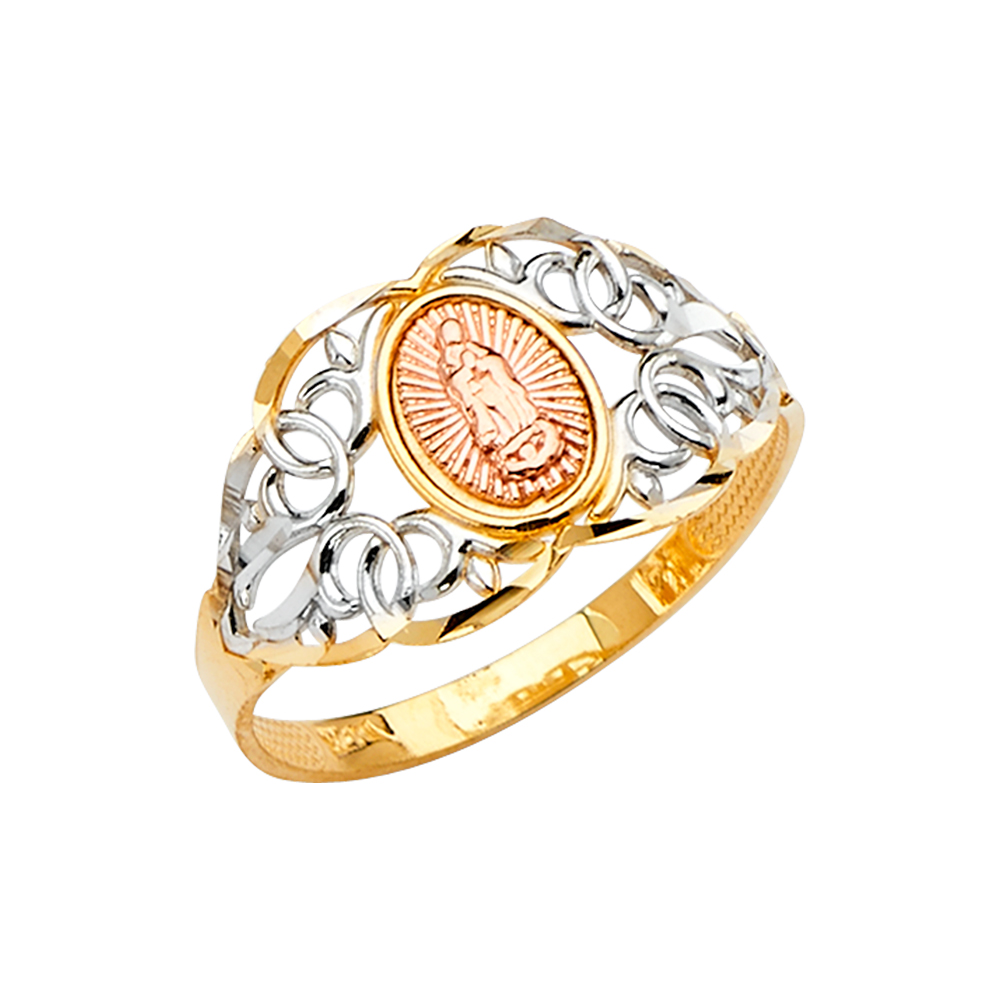 Jewels By Lux14K Yellow White and Rose Three Color Gold Our Lady of ...