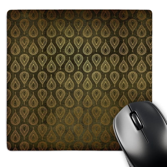 3dRose, Pretty Faux Gold Art Deco Tear Drop Pattern On Green, MousePad