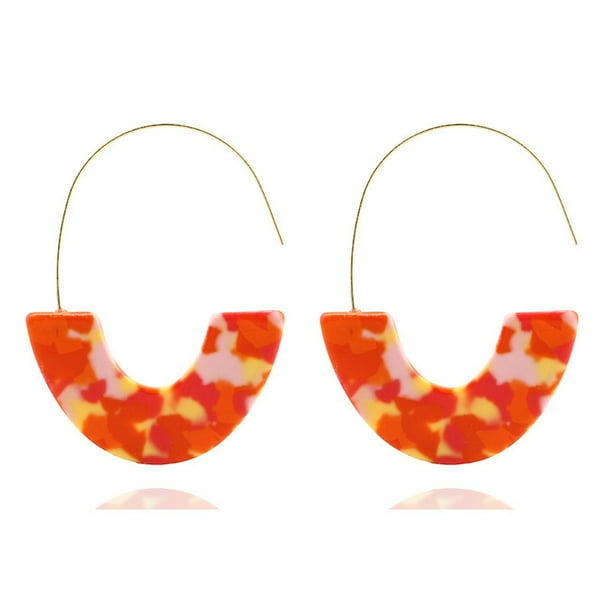 Qarigey 1 par de pendientes Estilo vintage en forma de U Accesorio de moda Suministros para fiestas Día de San Valentín para vacaciones Ropa, zapatos y accesorios Miscelánea naranja
