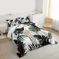 thumbnail image 3 of Homewish Green Leaves 3-Piece Full Size Comforter Sets For Kids Teens Adults,Botanical Plants Bedding Comforter Set,Black Green Lightweight Bedding Sets,Ultra Soft Home Decor,Reversible, 3 of 8