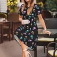 thumbnail image 3 of Logiee purple cyan brown Skull Print Womens Summer Dress,Casual Short Sleeve Sundresses,Beach A-line Shift Dress with Pockets, 3 of 6