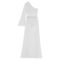 thumbnail image 6 of Hansber Women's One Shoulder Lyrical Dance Dress Flared Sleeve Leotard Dress Contemporary Dancewear White L, 6 of 7