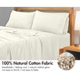 thumbnail image 4 of Royale Linens 300 Thread Count 100% Long Staple Combed Cotton Flat Sheet - Super Soft - Top Sheet - Queen Flat Sheet Sold Separately - Breathable, Cool & Crisp Percale (Queen, Ivory), 4 of 9