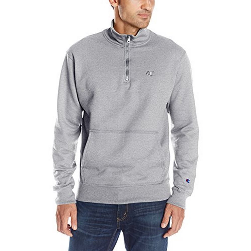 Champion - Men's Powerblend® Fleece 1/4 Zip Pullover - Oxford Grey - XL ...