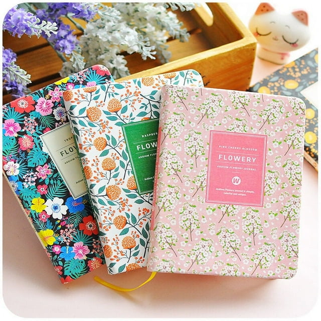 Langgg PU Leather Flower Cover Notebook Diary Paper Notepad Office School Stationery Gifts Plan Book,Yellow,A6