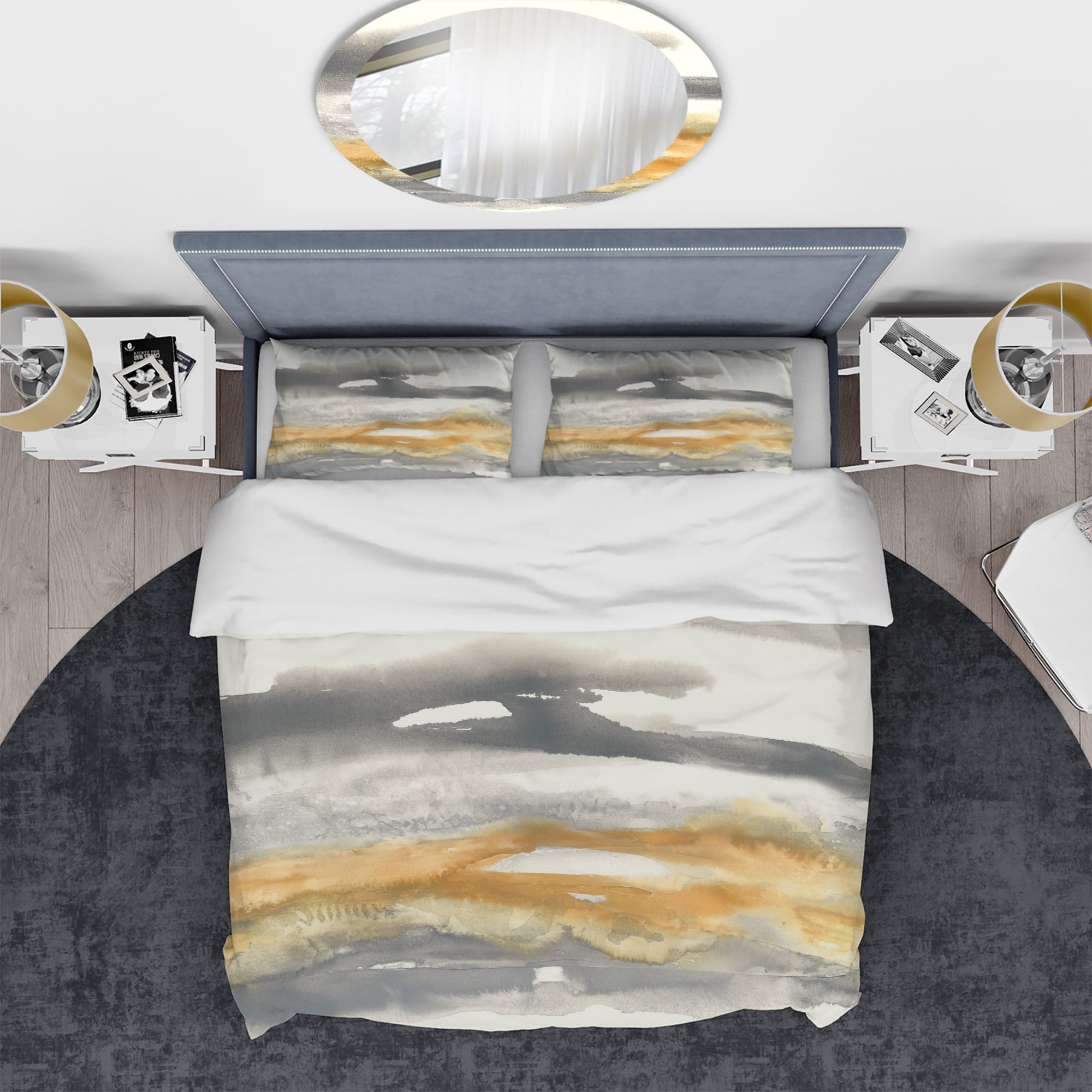 Designart 'Gold Glamour Direction I' Glam Duvet Cover Set