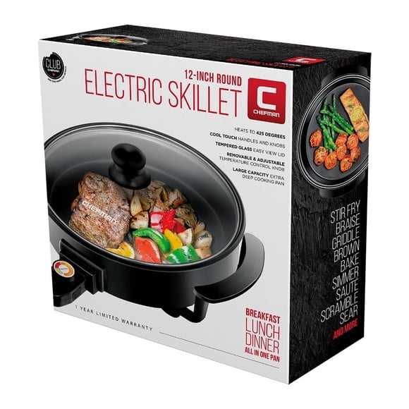 Sartén Eléctrico Chefman Antiadherente 12 Pulgadas Negro RJ05-12-RO