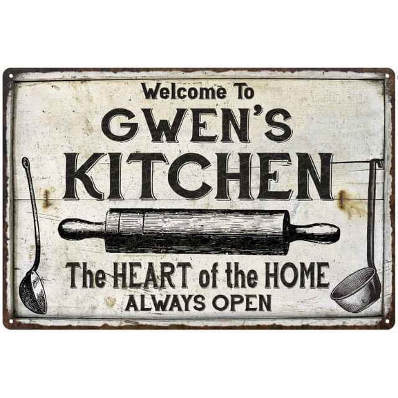GWEN'S Kitchen Farmhouse Sign Gift 8x12 Metal 108120033454