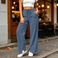 thumbnail image 2 of Ozmmyan Wide Leg Sweatpants for Womens Corduroy Drawstring Elastic Waist Flare Trousers with Pockets Split Hem Fall Winter Casual Solid Color,S-2XL, 2 of 6