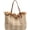 Khaki, variant on Kukuzhu Summer Hand-Woven Beach Straw Bag Women Fashion Large Stripe Tassels Travel Holiday Shoulder Bag Tote Bag